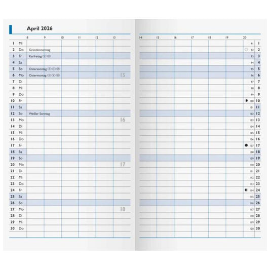 BRUNNEN Monats-Ersatzkalendarium Jahr 2026 87 × 153 mm Karton weiß Mod. 750