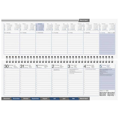 BRUNNEN Querterminbuch Jahr 2026  307×105 mm Karton weiß Mod. ac-Wochenquerterminer