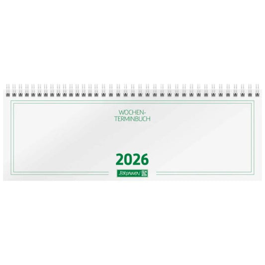BRUNNEN Querterminbuch Jahr 2026 297 × 105 mm Karton weiß Mod. 772