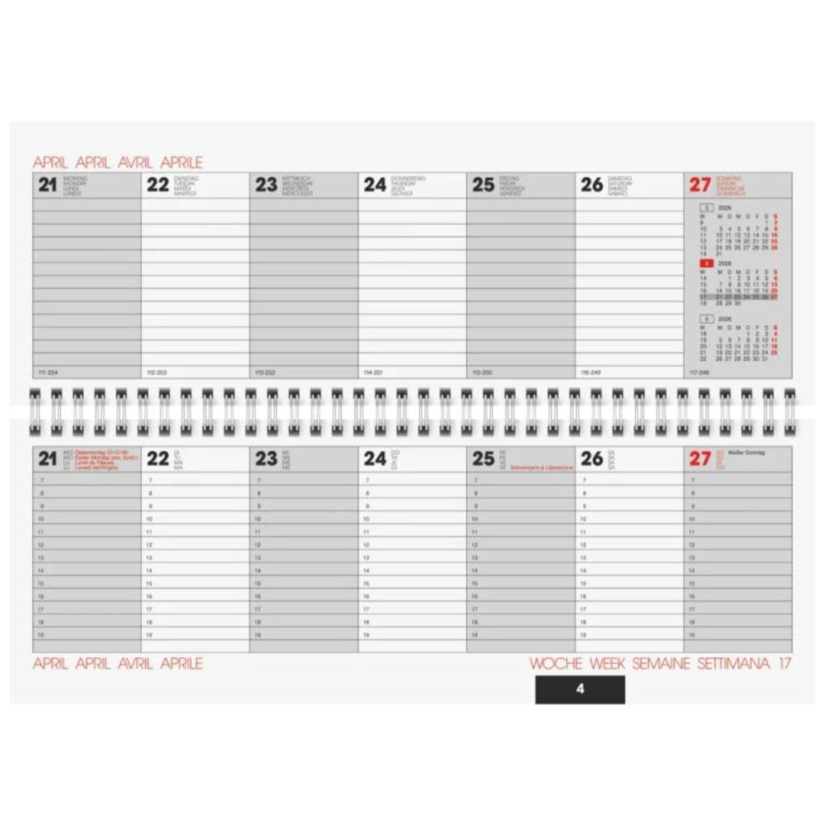 BRUNNEN Querterminbuch Jahr 2026 297 × 105 mm Karton weiß Mod. 772