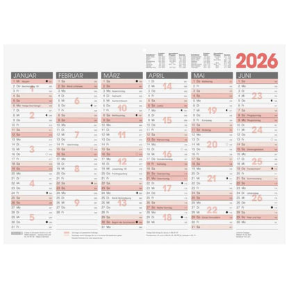 BRUNNEN Tafelkalender 2026 A3 quer schwarz rot 420 × 297 mm