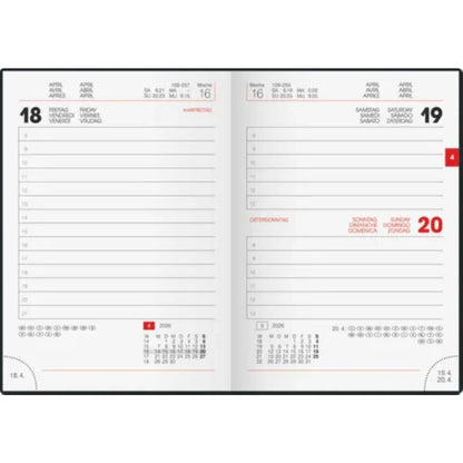 BRUNNEN Taschenkalender 100 × 140 mm Jahr 2026 A6 dunkelblau Mod. 736