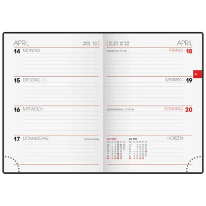 BRUNNEN Taschenkalender 100 × 140 mm Jahr 2026 A6 schwarz 176 Seiten Mod. 731