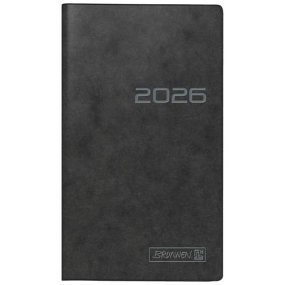 BRUNNEN Taschenkalender Jahr 2026 87 x 153 mm A6 Karton schwarz Mod. 753