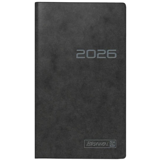 BRUNNEN Taschenkalender Jahr 2026 87 x 153 mm A6 Karton schwarz Mod. 753
