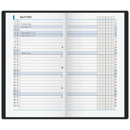 BRUNNEN Taschenkalender Jahr 2026 87 x 153 mm A6 Karton schwarz Mod. 753