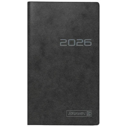 BRUNNEN Taschenkalender Jahr 2026 87 × 153 mm A6 Karton schwarz Mod. 758