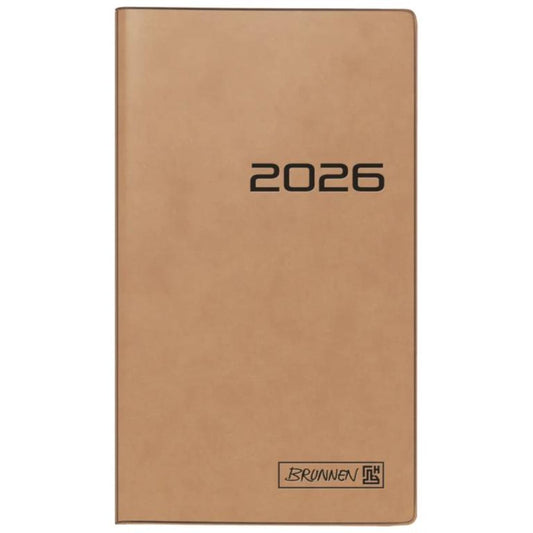 BRUNNEN Taschenkalender Jahr 2026 87 × 153 mm A6 Karton braun Mod. 758