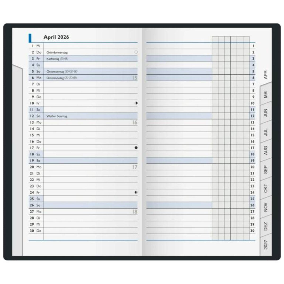 BRUNNEN Taschenkalender Jahr 2026 87 x 153 mm A6 Kunststoff schwarz Mod. 753