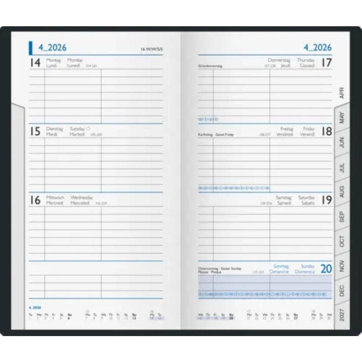 BRUNNEN Taschenkalender Jahr 2026 87 x 153 mm A6 Kunststoff schwarz Mod. 756