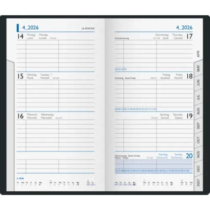 BRUNNEN Taschenkalender Jahr 2026 87 x 153 mm A6 Kunststoff schwarz Mod. 756
