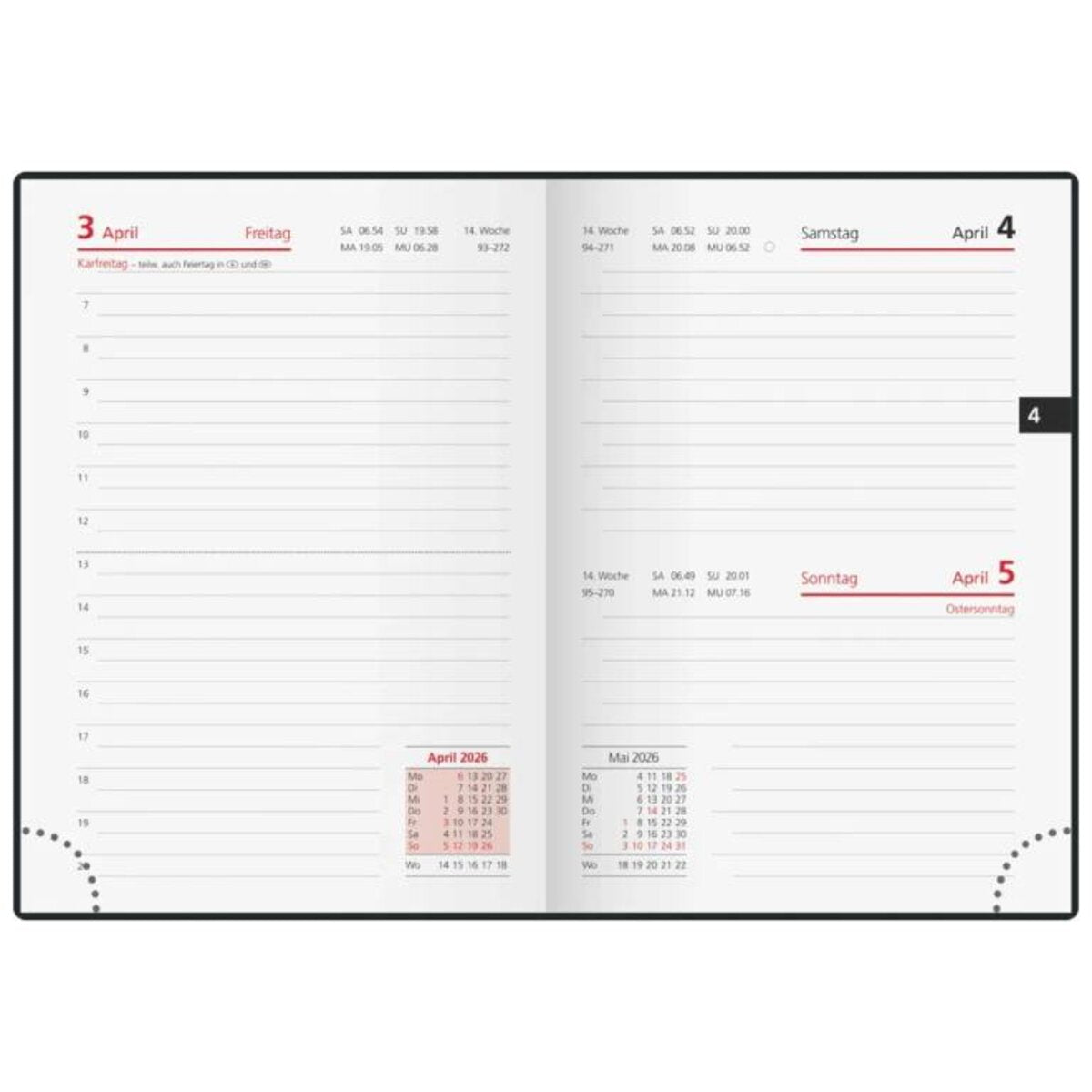 BRUNNEN Taschenkalender Jahr 2026 A6 Kunststoff schwarz Mod. Technik III