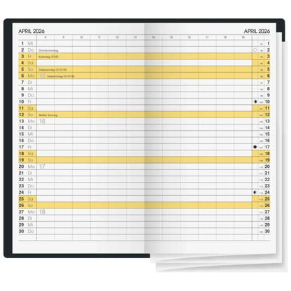 BRUNNEN Taschenkalender Jahr 2026 A6 schwarz Kunststoff Mod. 746