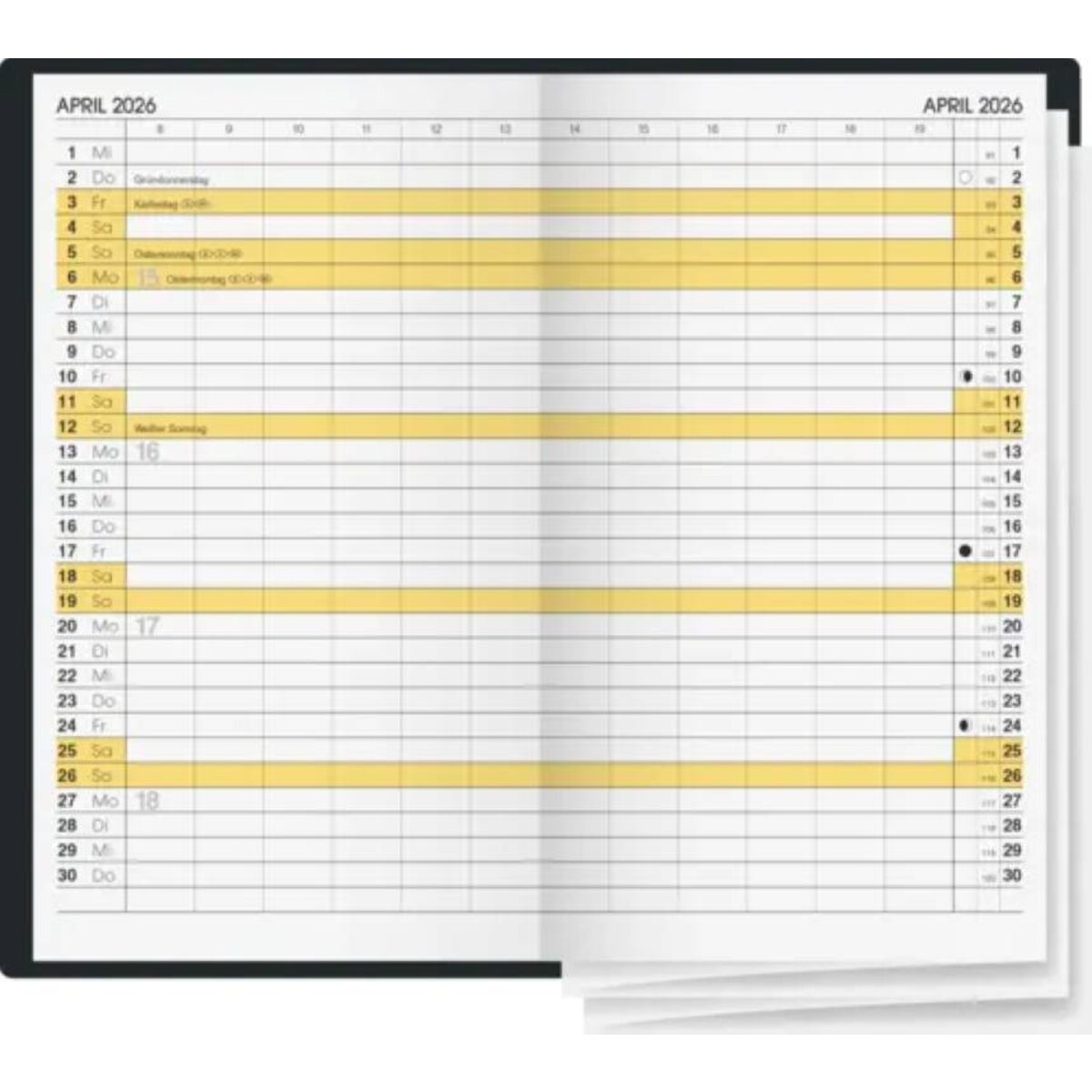 BRUNNEN Taschenkalender Jahr 2026 A6 dunkelblau Kunststoff Mod. 746