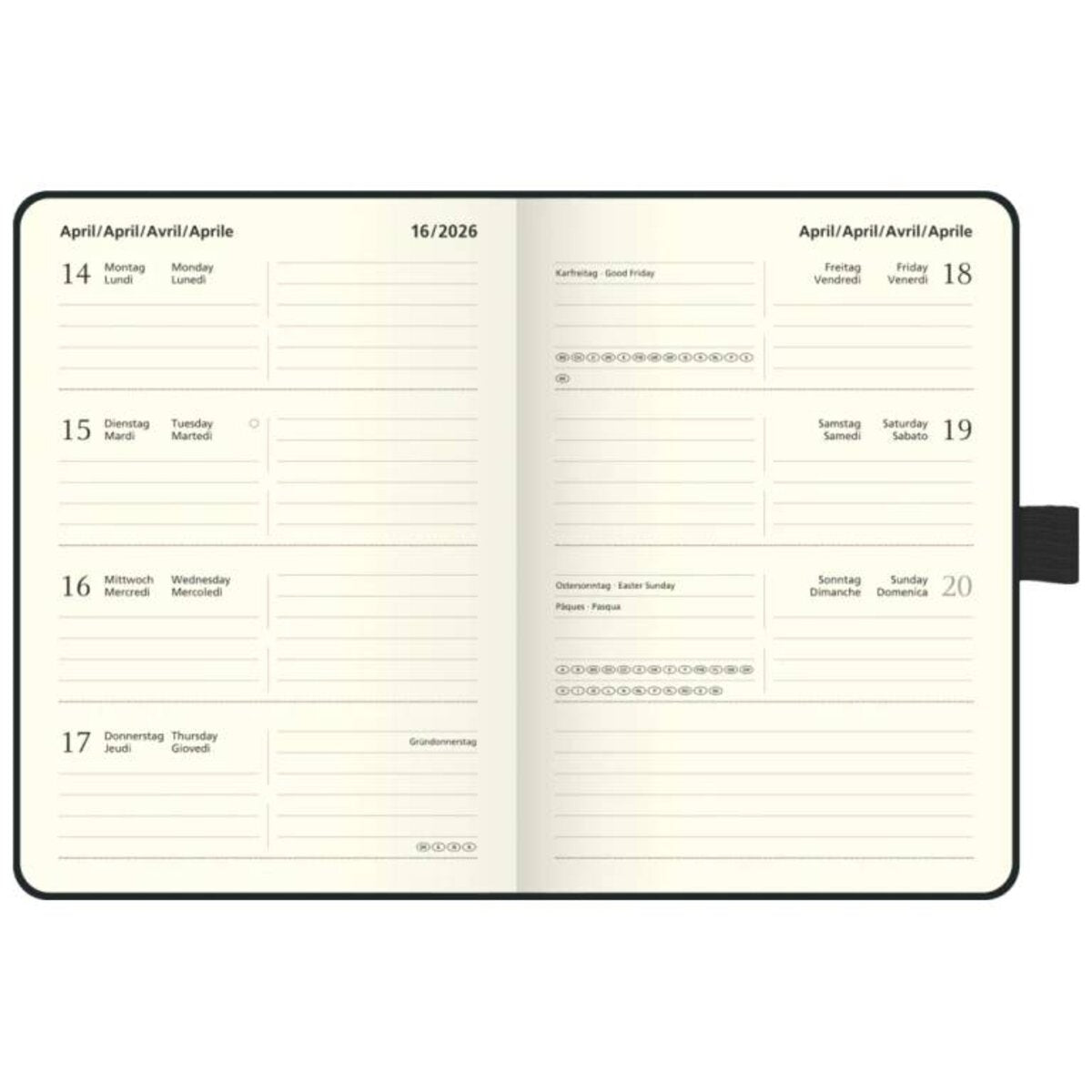 BRUNNEN Taschenkalender Kompagnon Jahr 2026 A6 Kunststoff schwarz Mod. 732 66