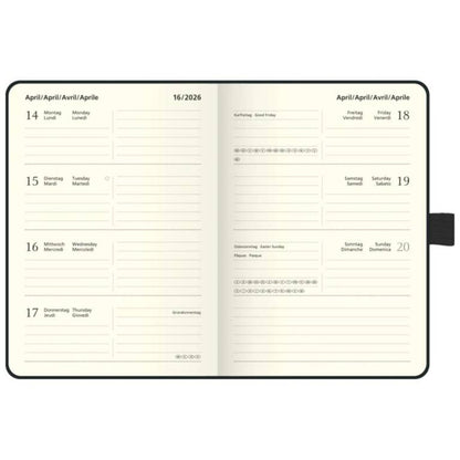 BRUNNEN Taschenkalender Kompagnon Jahr 2026 A6 Kunststoff schwarz Mod. 732 66
