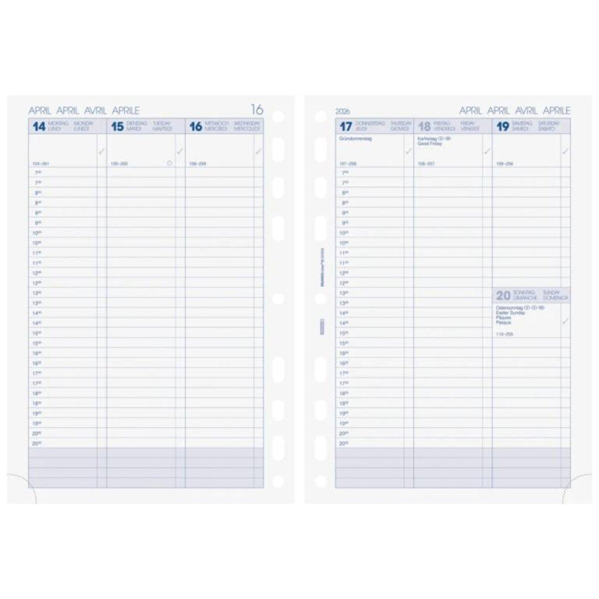BRUNNEN Wochenkalendarium Business 2026 Spaltenform A5 148 x 208 mm