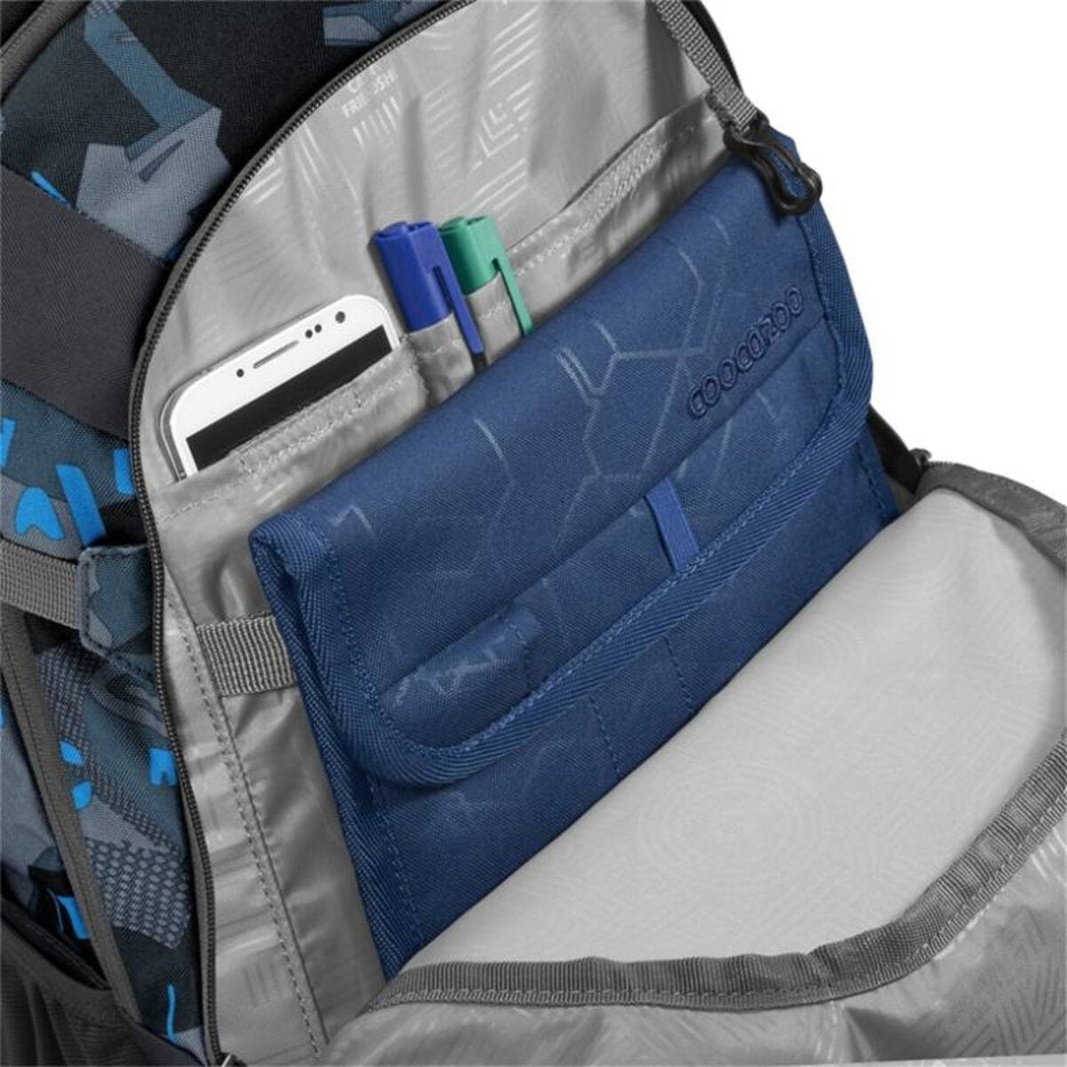 Coocazoo Schulrucksack MATE Blue Craft 30 Liter grau blau