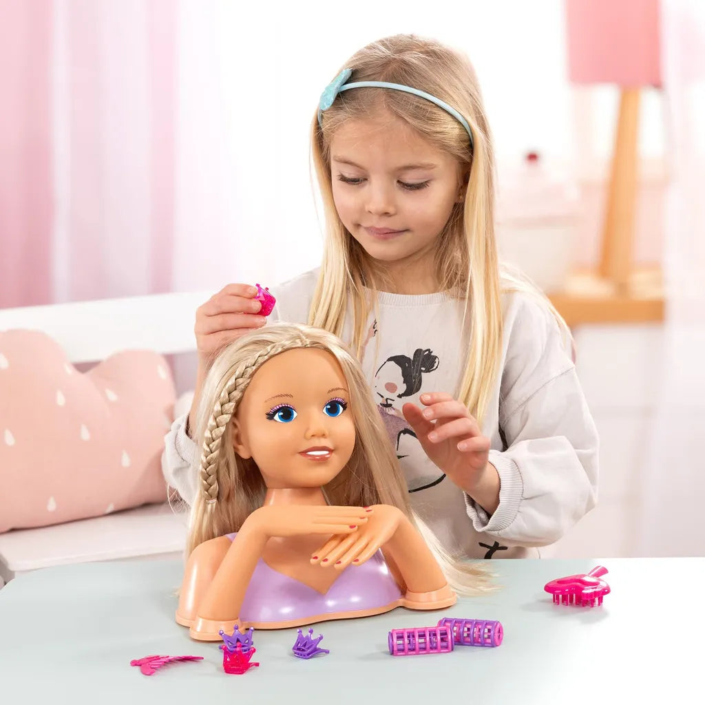 Frisierkopf, Schminkkopf, Styling Kopf mit Haarzubehör, Händen, Make-up 25 cm
