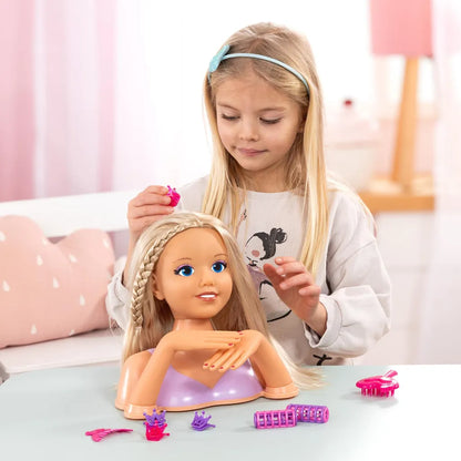 Frisierkopf, Schminkkopf, Styling Kopf mit Haarzubehör, Händen, Make-up 25 cm