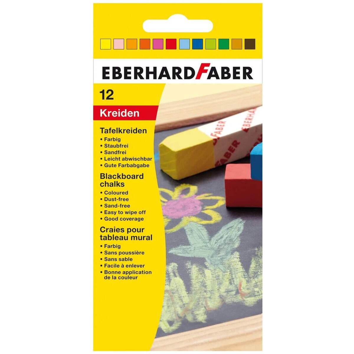 Eberhard Faber Wandtafelkreide bunt 12 Stück