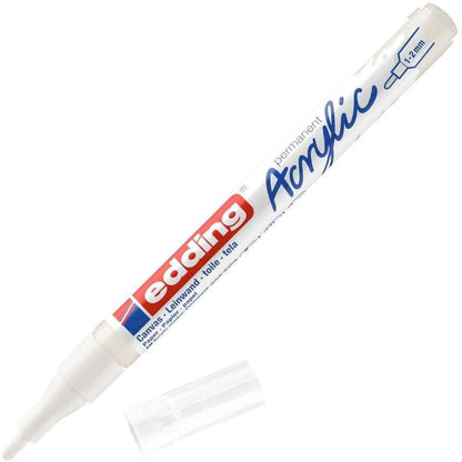 edding 5300 Acrylmarker fein - weiß - 1 Acrylstift wasserfest - feine Rundspitze 1-2 mm