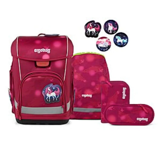 ergobag Cubo Light Schulranzen-Set MondzauBär, 5-teilig rosa 19 Liter