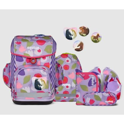 ergobag Cubo Light Schulrucksack-Set BlütenzauBär, 6-teilig