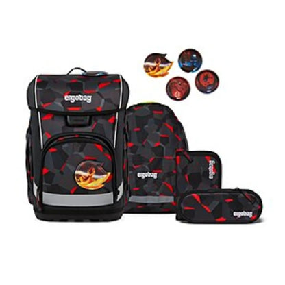 ergobag Cubo Light Schulranzen-Set TaekBärdo, 5 teilig grau rot 19 Liter