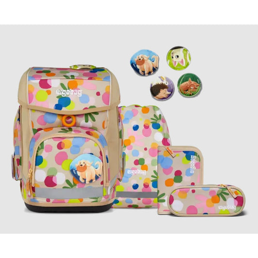 ergobag CUBO Schulrucksack-Set Flower PowBär, 5-teilig