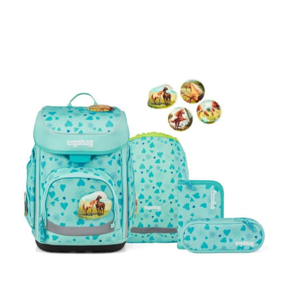 ergobag Cubo Set Schulranzen-Set ReitBärtraum, 5-teilig Blau Türkis 19 Liter