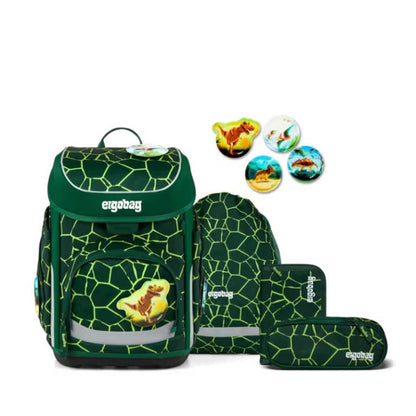 ergobag Cubo Set Schulranzen-Set BärRex, 5-teilig Grün 19 Liter