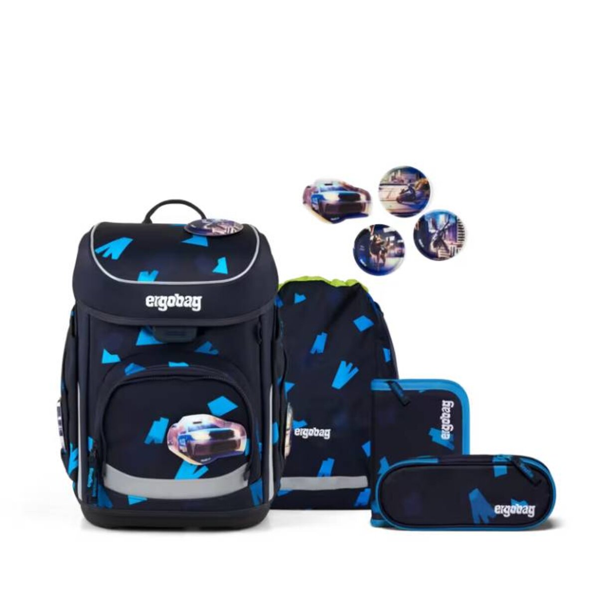 ergobag cubo Set Schulranzen-Set VerfolgBärjagd Blau 5-teilig 19 Liter