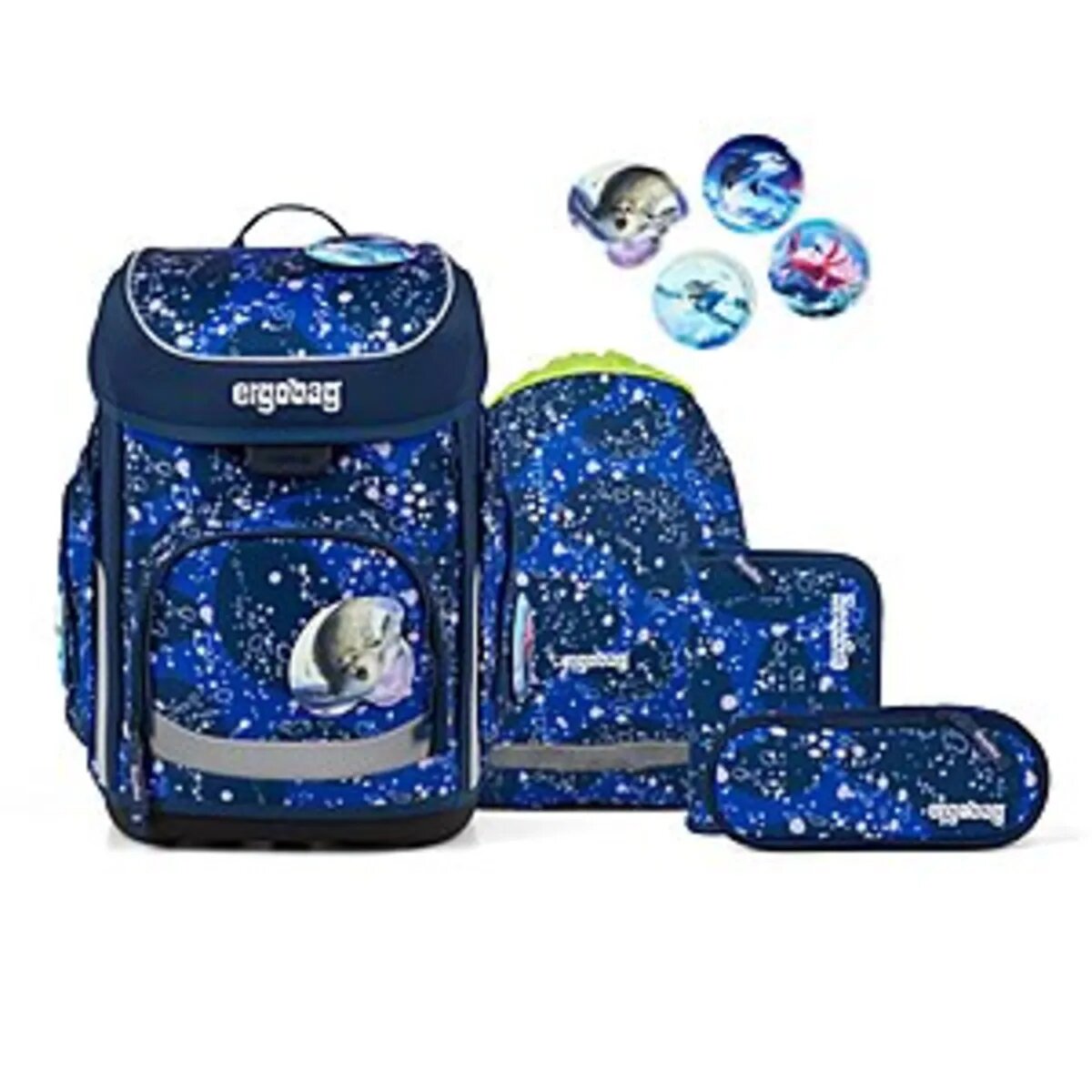 ergobag cubo set Schulranzen-Set OzeanBärwohner, 5-teilig Blau 19 Liter