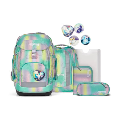 ergobag MAXI Set Schulranzen-Set ZauBärwelt, 6-teilig Rosa Türkis 24 Liter 2025