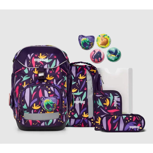 ergobag PACK Schulranzen-Set AmBärzonas, 6-teilig Rosa Gelb Lila 20 Liter