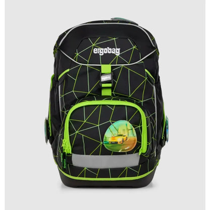 ergobag PACK Schulranzen-Set CyBär Race, 6-teilig schwarz grün 20 Liter
