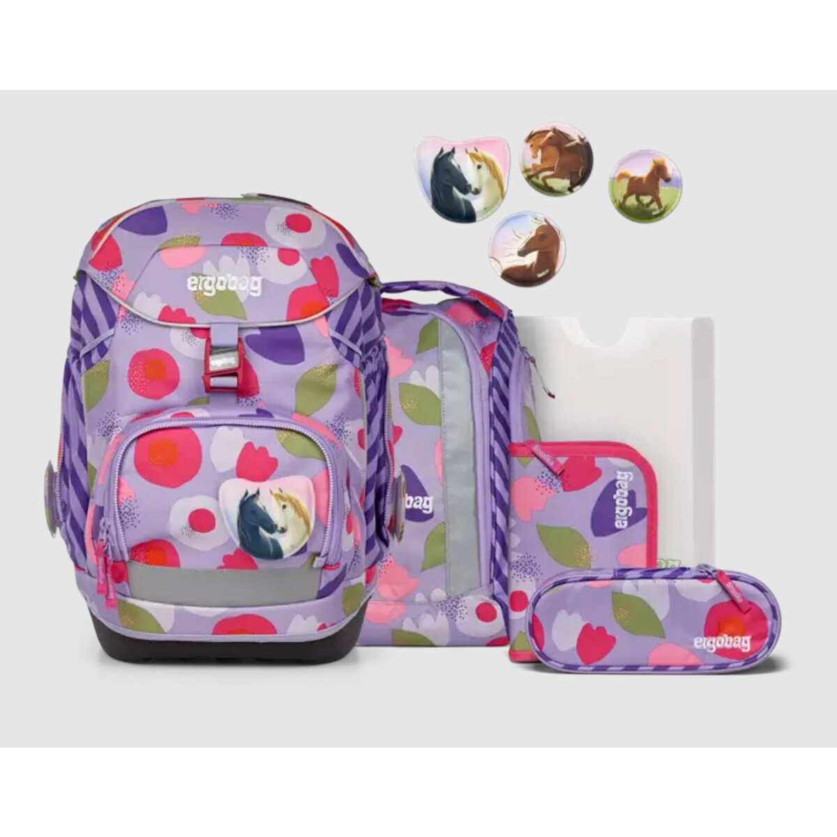 ergobag PACK Schulrucksack-Set BlütenzauBär, 6-teilig