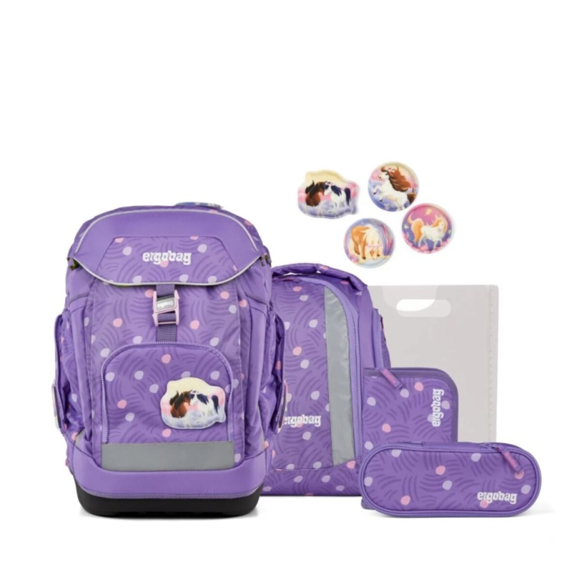 ergobag Pack Set Schulranzen-Set PonyBärparadies, 6-teilig Lila 20 Liter