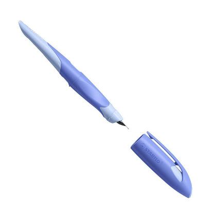 Ergonomischer Schulfüller für Linkshänder mit Anfänger-Feder A - STABILO EASYbirdy Pastel Edition in blau/hellblau - Einzelstift - inklusive Patrone und Einstellwerkzeug - Schreibfarbe blau (löschbar)