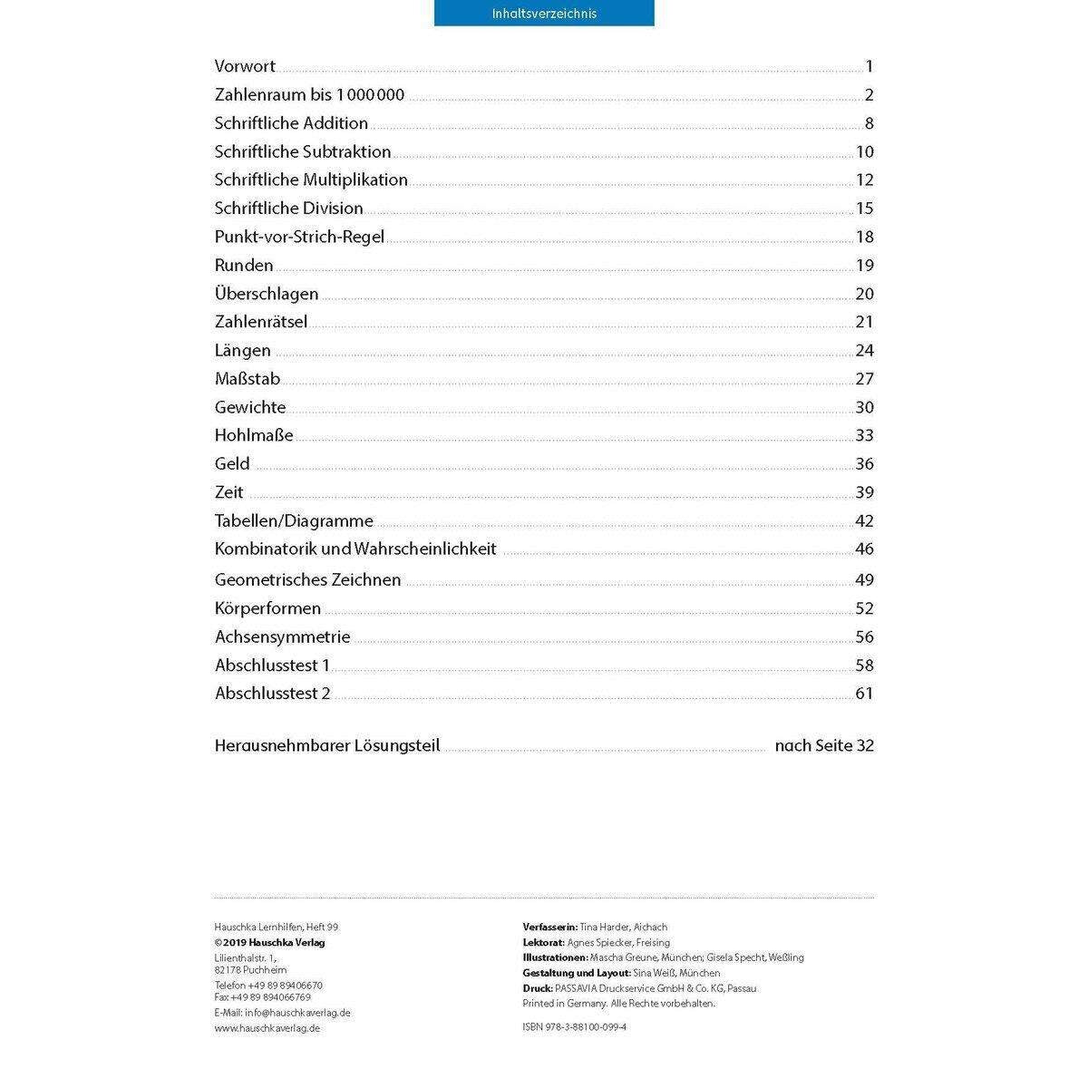Hauschka Verlag Fit zum Übertritt - Mathematik 4. Klasse, A4-Heft