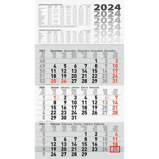 Glocken 3-Monatskalender Wandkalender 2024 30 x 52 cm