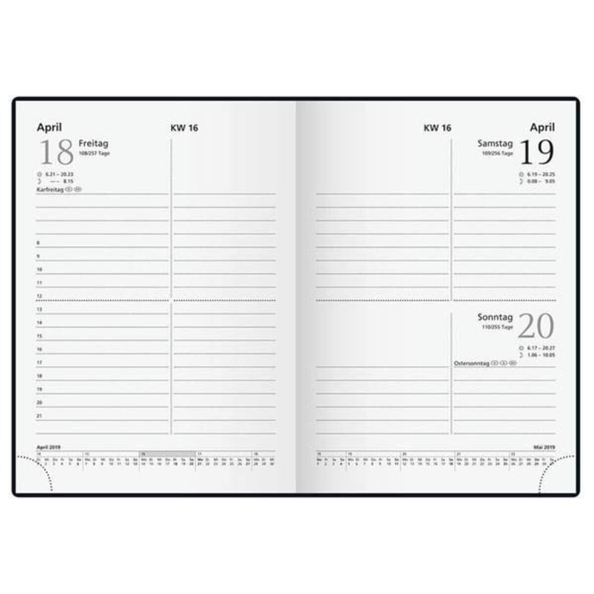 Glocken Kalender Taschenkalender 1S=1T 336 Seiten, 2019 sortiert