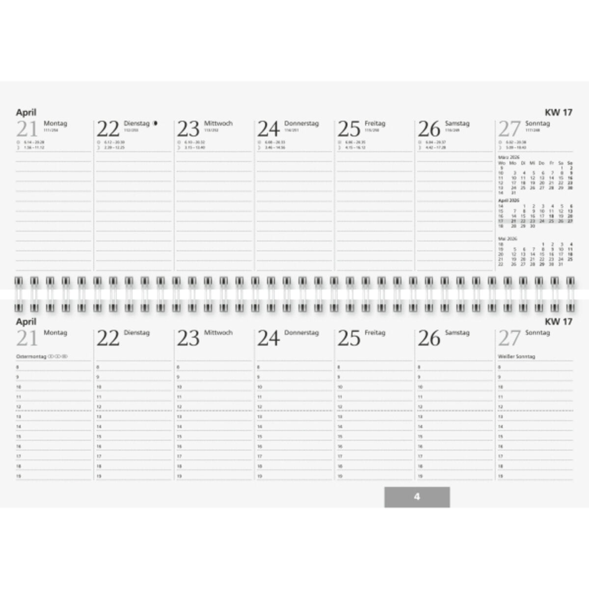 Glocken Querkalender 2026, 29,7x10,5cm, blau