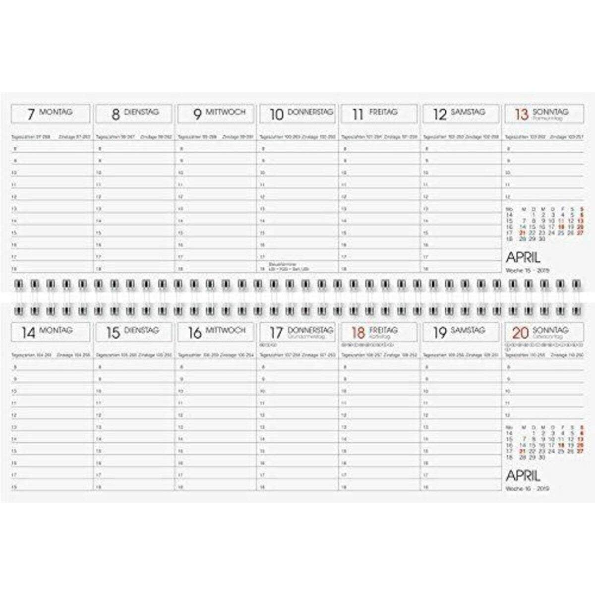 Glocken Querkalender rot, 297x100mm