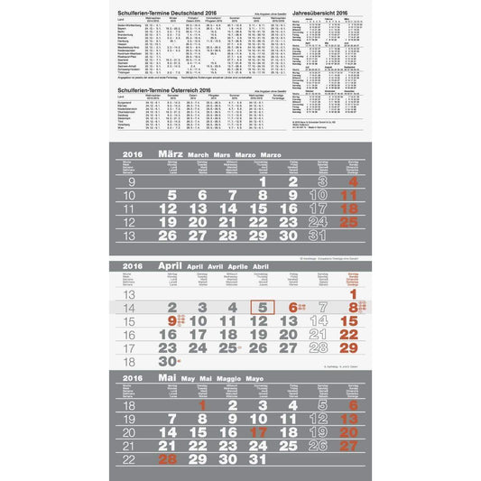 Glocken Wandkalender 3 Monatsplaner