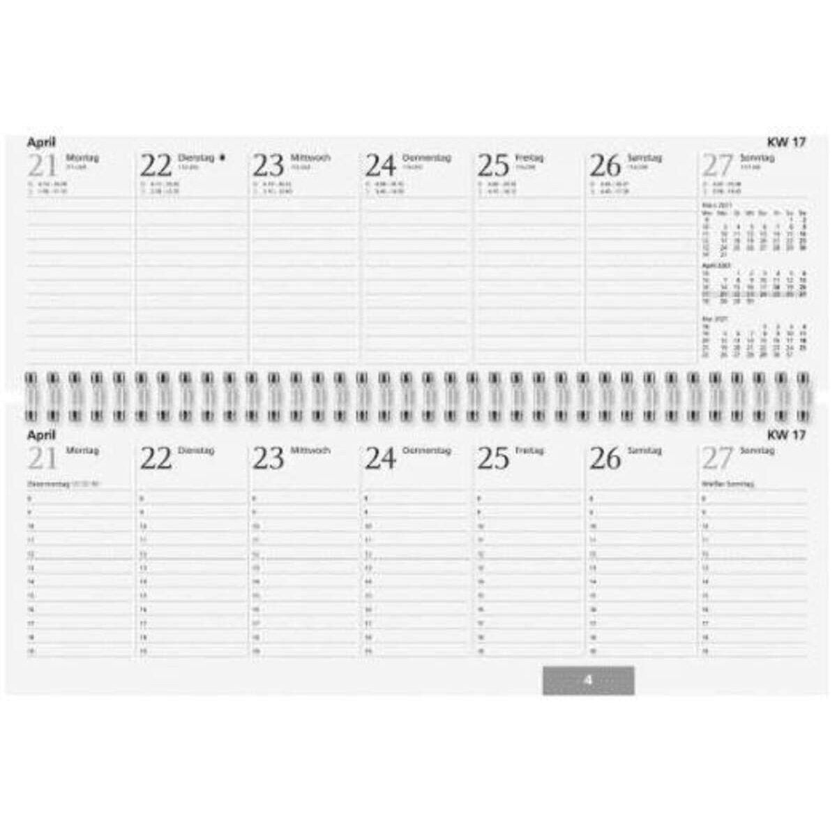 Glocken Wochenkalender Tischkalender 2021 Blattgröße 29,7 x 10,5 cm, blau