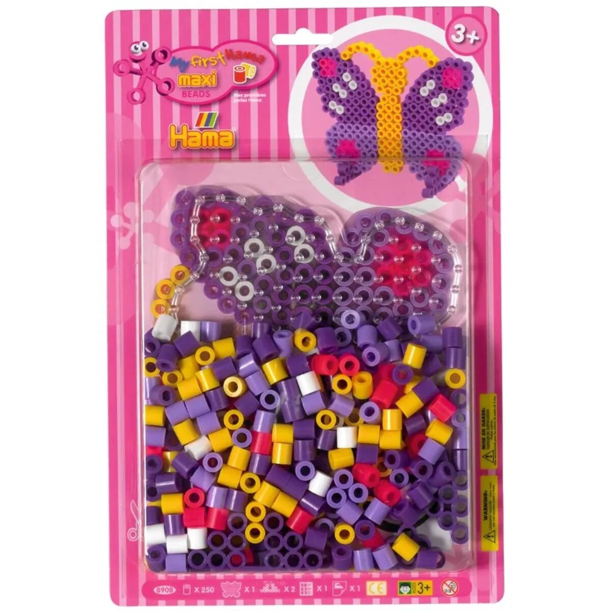 Hama Maxi Bügelperlen, Set Schmetterling mit ca. 250 bunten Bastelperlen, Ø 10,0 mm