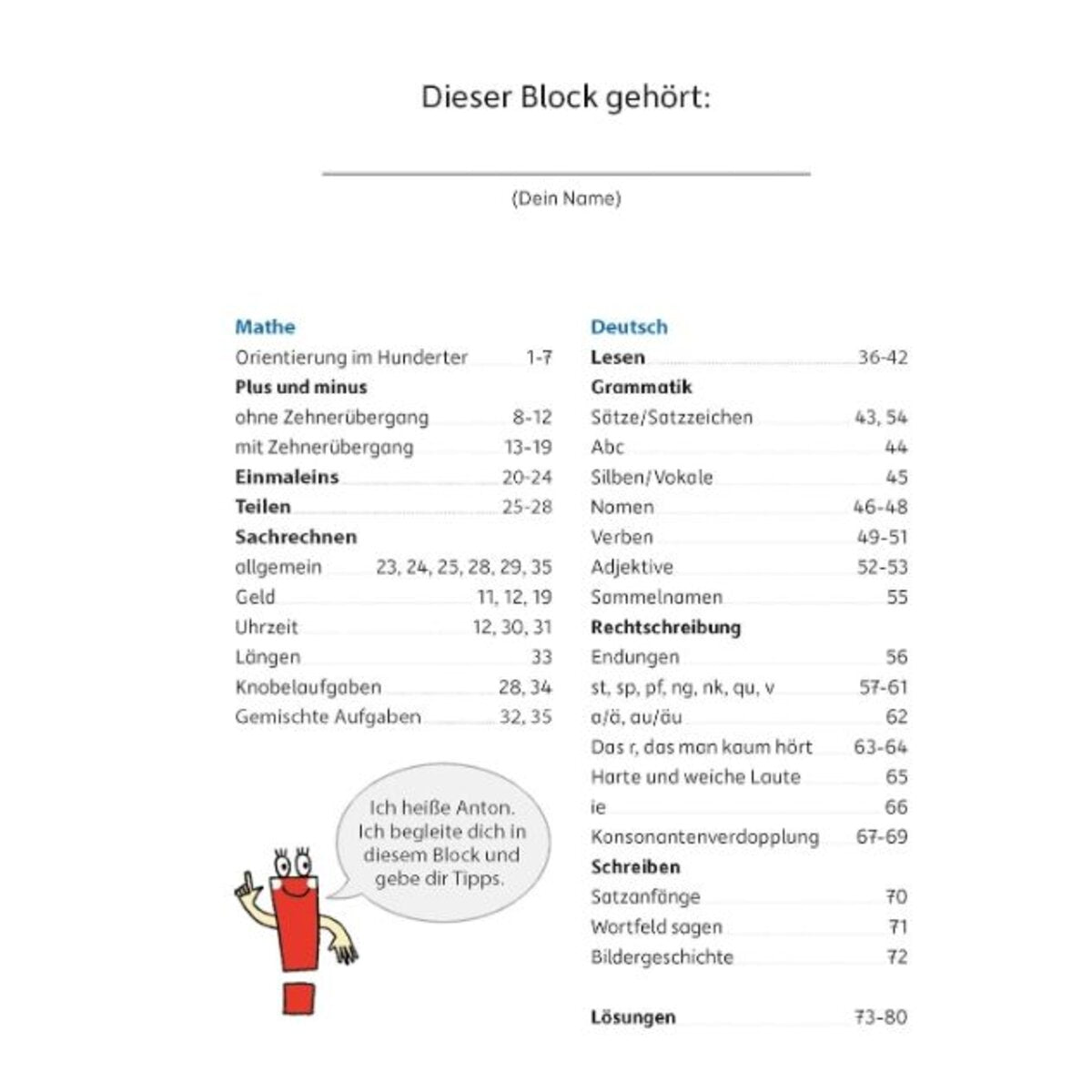 Hauschka Verlag Quer durch die 2. Klasse, Mathematik und Deutsch Übungsblock