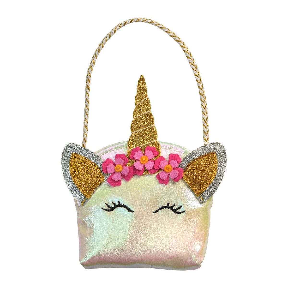 Heless Puppen-Accessoires-Set "Glitzer-Einhorn", 3-teilig: Ballerinas, Tasche und Haarband, Gr. 30-34 cm